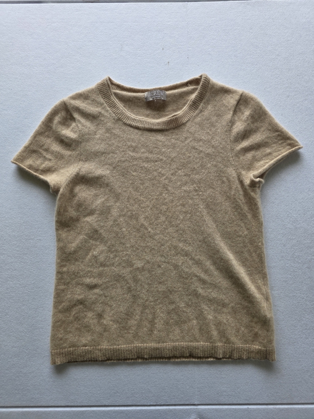 J. Crew Short Sleeve Cashmere Tee in Camel Brown
